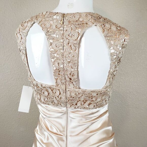 Hailey Laced Ruched Mini Sleeveless Satin Cut-out Back Cocktail Dress NWT 4 - Picture 10 of 11